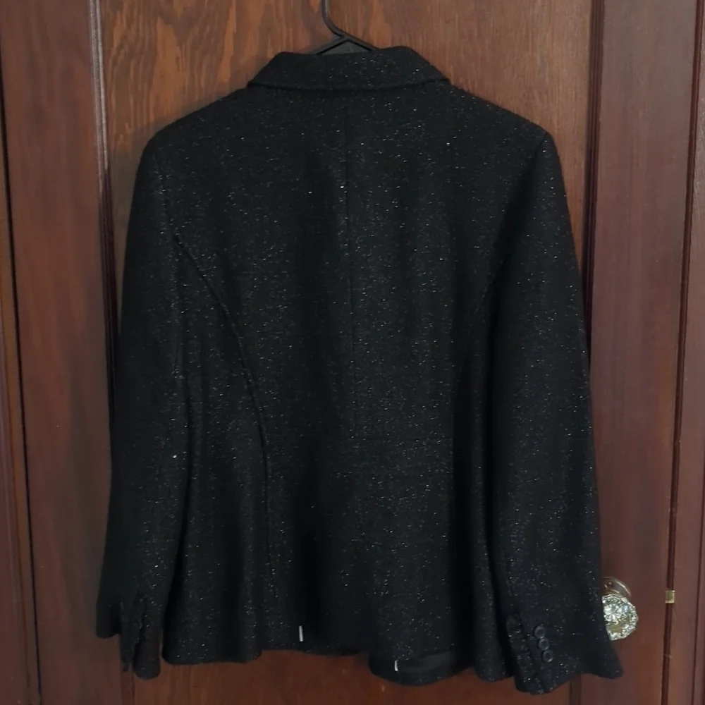 Talbots Black Shimmery Sparkle Long Sleeve Business Professional Blazer Size 14P
